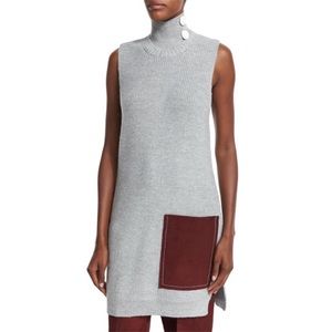 NWT Edun Sleeveless Ribbed Merino Wool Baby Alpaca Tunic With Contrast Pocket